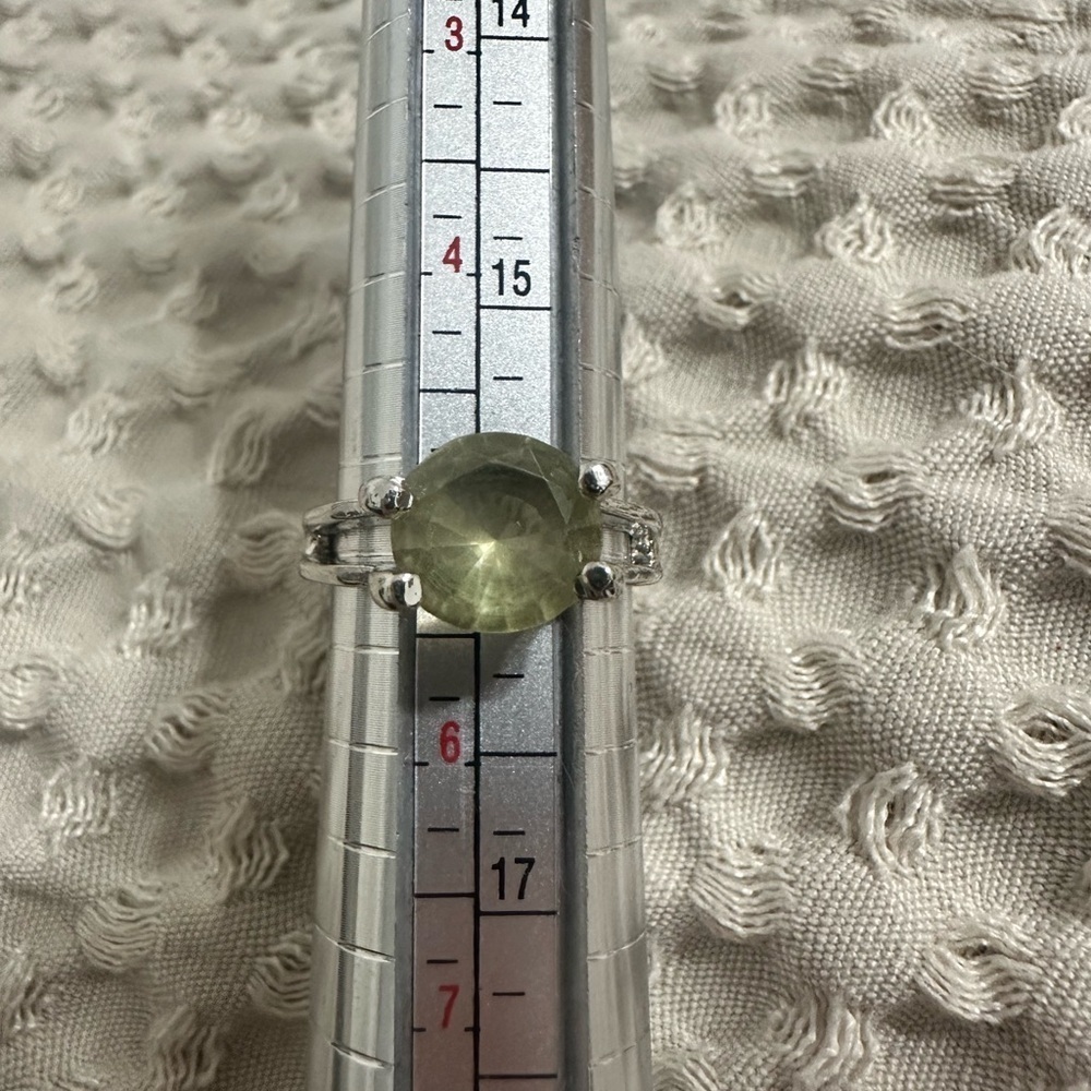 Sea Green Resin Gemstone Statement Ring Silver Tone Band | Boho Artisan - Picture 3 of 6